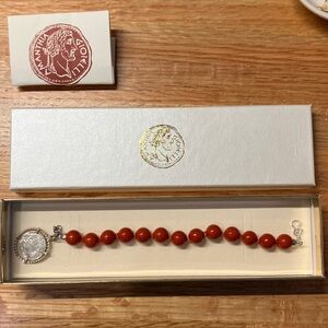 Italian Red Jasper Bracelet w/ Coin Charm
